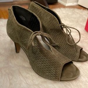 Sage green heel booties